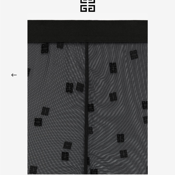 Black Givenchy leggings. Mesh with all over Givenchy logo. - Picture 2 of 12